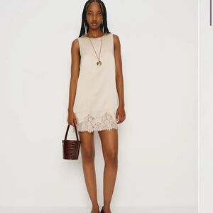 Reformation Cream Lace Hem Mini Dress